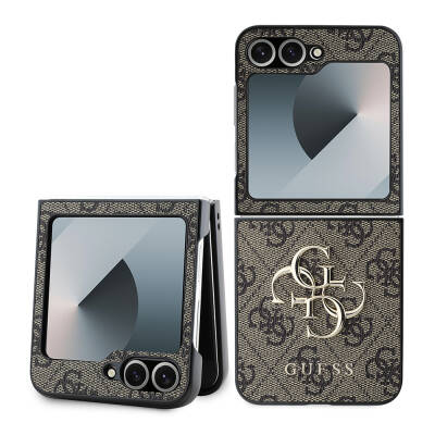 Galaxy Z Flip 6 Case Guess Original Licensed Leather Metal Logo Cover - 2