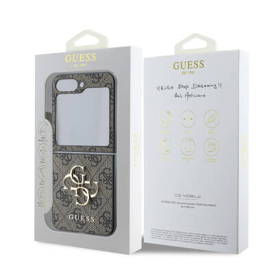 Galaxy Z Flip 6 Case Guess Original Licensed Leather Metal Logo Cover - 7