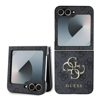 Galaxy Z Flip 6 Case Guess Original Licensed Leather Metal Logo Cover - 3