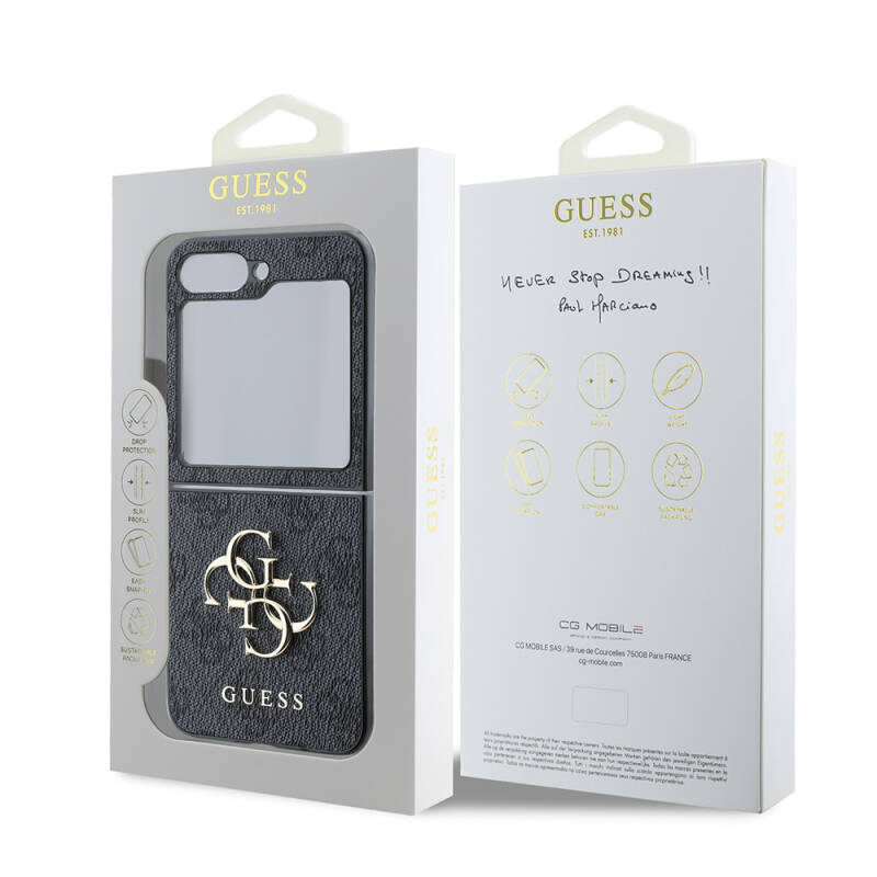 Galaxy Z Flip 6 Case Guess Original Licensed Leather Metal Logo Cover - 9