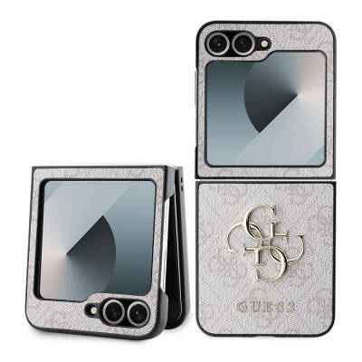 Galaxy Z Flip 6 Case Guess Original Licensed Leather Metal Logo Cover - 4