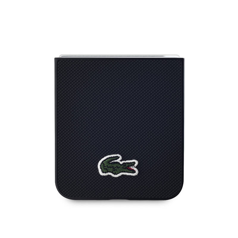 Galaxy Z Flip 6 Case Lacoste Original Licensed Magsafe Charging Featured Pique Pattern Back Surface Iconic Crocodile Woven Logo Cover - 14