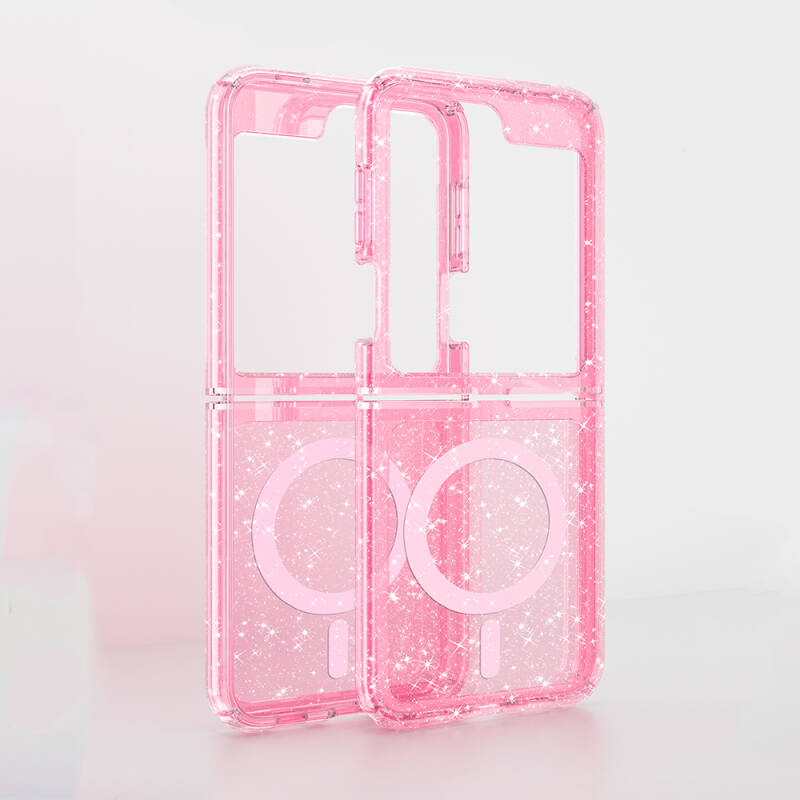 Galaxy Z Flip 6 Case Magsafe Charging Feature Shining Glitter Transparent Colored Zore Allstar Cover - 4