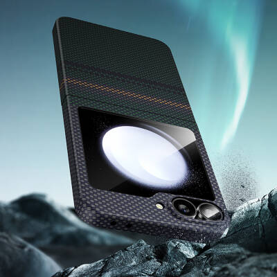 Galaxy Z Flip 6 Case Magsafe Charging Featured Carbon Fiber Design Benks Aurora ArmorAir Kevlar Cover - 9