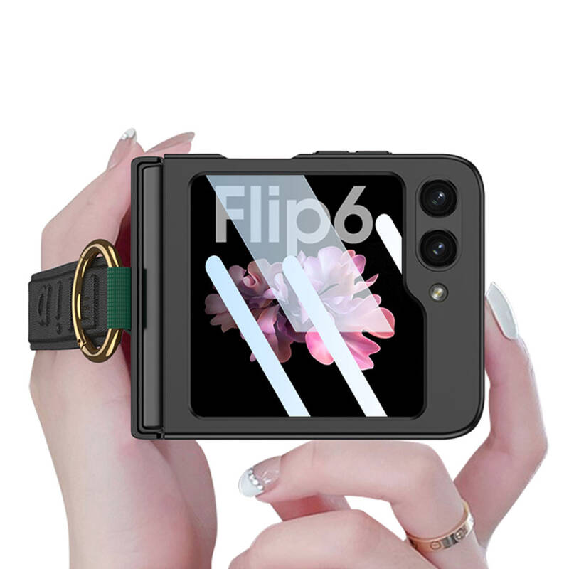 Galaxy Z Flip 6 Case with Camera Protection Ring Zore Flip Ring Kıpta Cover - 8