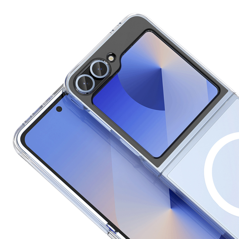 Galaxy Z Flip 6 Kamera Korumalı M-Safe Şarj Özellikli Şeffaf Zore London Sert PC Kapak - 4