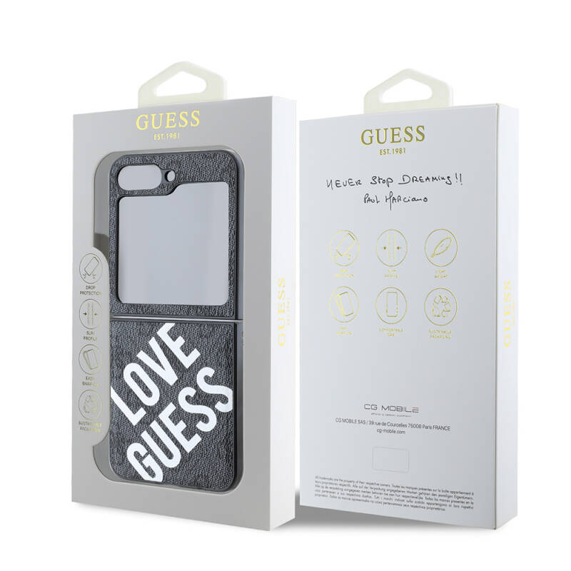 Galaxy Z Flip 6 Kılıf Guess Orjinal Lisanslı Magsafe Şarj Özellikli Love Guess Printing Kapak - 8