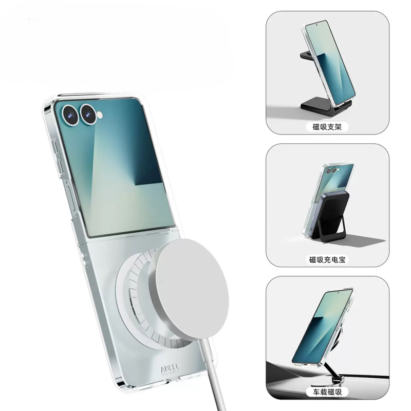 Galaxy Z Flip 7 Case Camera Protection M-safe Hard PC Zore Porto Cover - 8