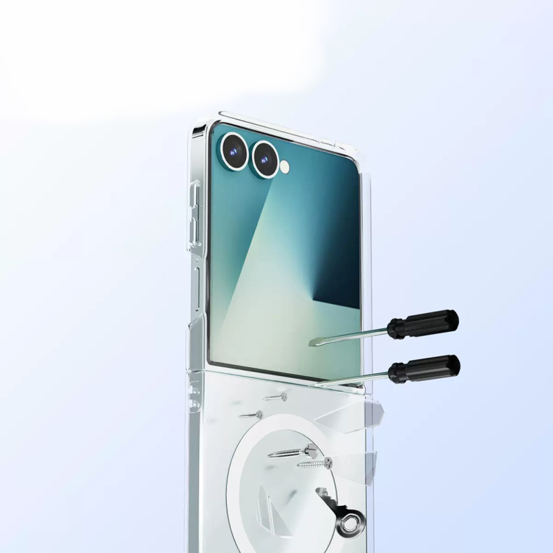 Galaxy Z Flip 7 Case Camera Protection M-safe Hard PC Zore Porto Cover - 10