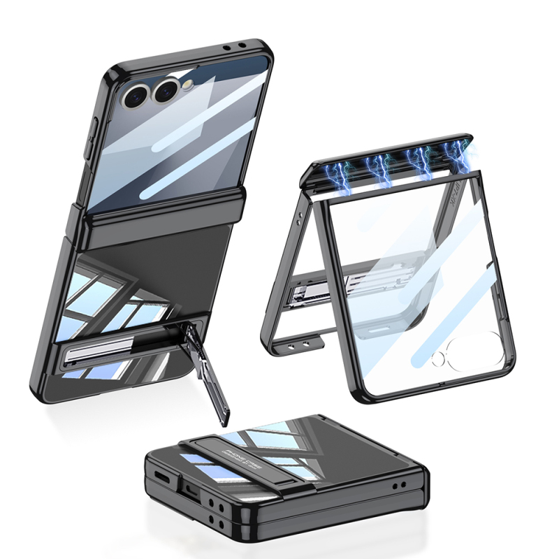 Galaxy Z Flip 7 Case Camera Protection Transparent Design Zore Lego Stand Cover - 2