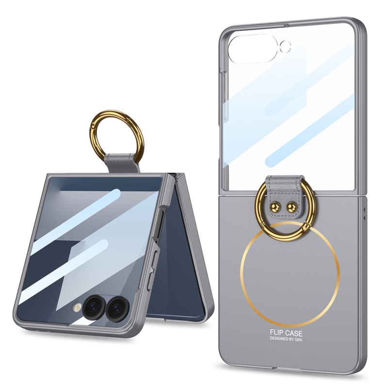 Galaxy Z Flip 7 Case M-safe Charging Feature Zore Kıpta Ring Flip Hard Cover - 3