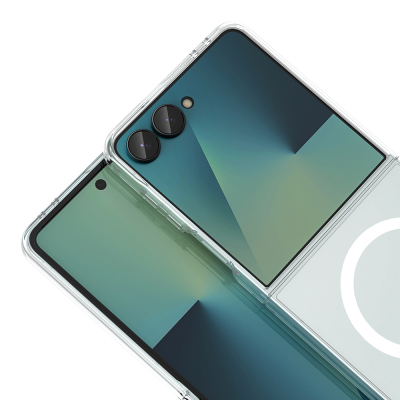 Galaxy Z Flip 7 Kamera Korumalı M-Safe Şarj Özellikli Şeffaf Zore London Sert PC Kapak - 4