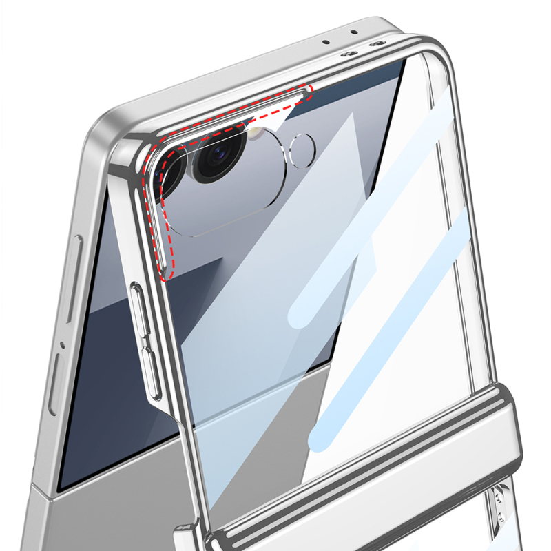 Galaxy Z Flip 7 Kılıf Kamera Korumalı Şeffaf Tasarımlı Zore Lego Standlı Kapak - 7