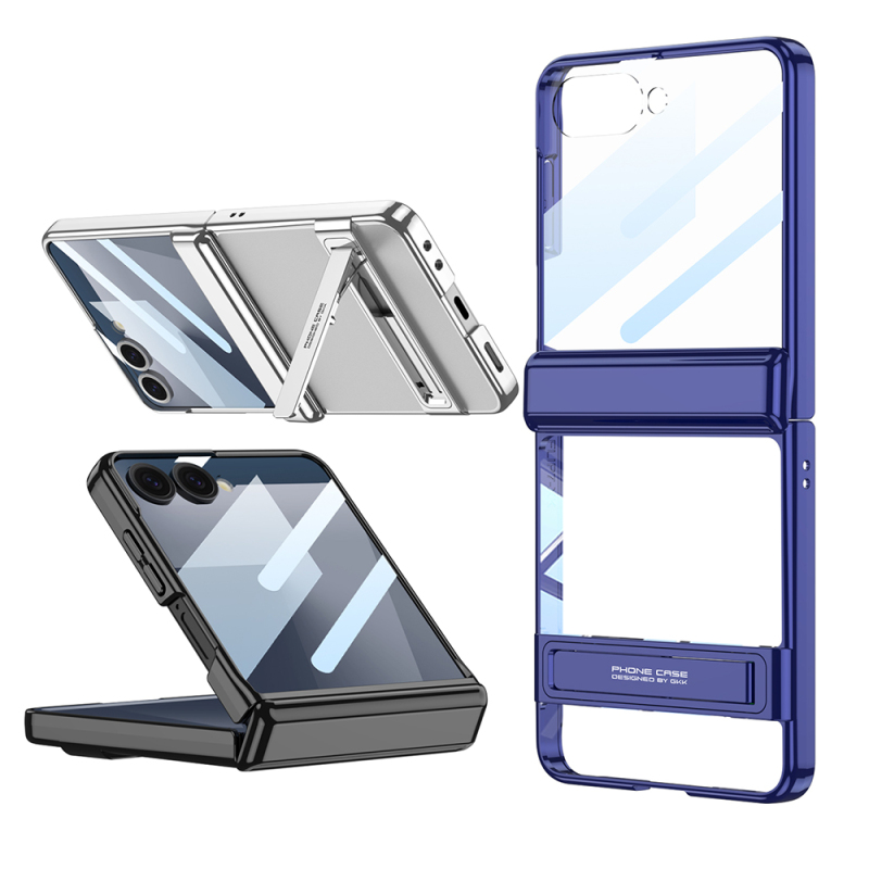 Galaxy Z Flip 7 Kılıf Kamera Korumalı Şeffaf Tasarımlı Zore Lego Standlı Kapak - 3