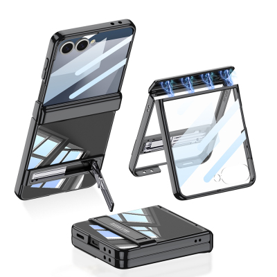 Galaxy Z Flip 7 Kılıf Kamera Korumalı Şeffaf Tasarımlı Zore Lego Standlı Kapak - 1