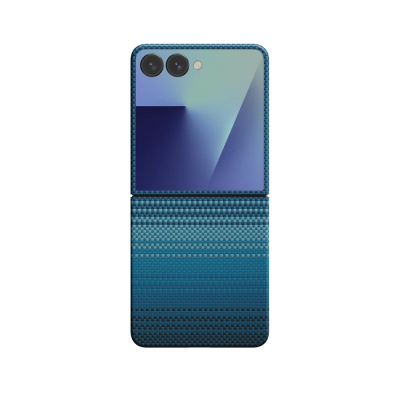 Galaxy Z Flip 7 Kılıf M-safe Şarj Özellikli Aramid Fiber Pitaka Tactile Woven Sunset-Moonrise Serisi Kapak - 4