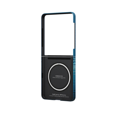 Galaxy Z Flip 7 Kılıf M-safe Şarj Özellikli Aramid Fiber Pitaka Tactile Woven Sunset-Moonrise Serisi Kapak - 5