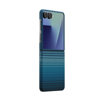 Galaxy Z Flip 7 Kılıf M-safe Şarj Özellikli Aramid Fiber Pitaka Tactile Woven Sunset-Moonrise Serisi Kapak - 2