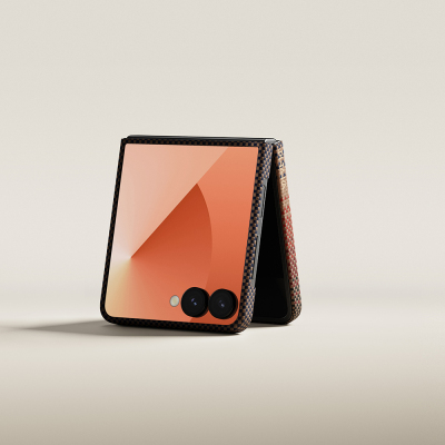 Galaxy Z Flip 7 Kılıf M-safe Şarj Özellikli Aramid Fiber Pitaka Tactile Woven Sunset-Moonrise Serisi Kapak - 7