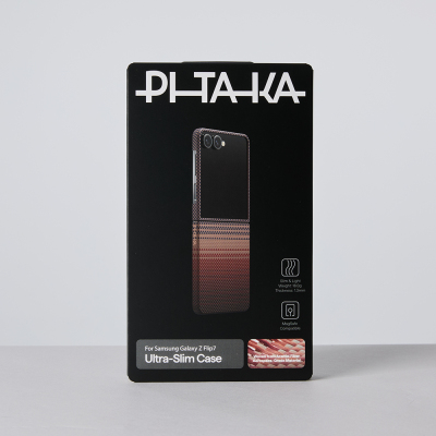 Galaxy Z Flip 7 Kılıf M-safe Şarj Özellikli Aramid Fiber Pitaka Tactile Woven Sunset-Moonrise Serisi Kapak - 15