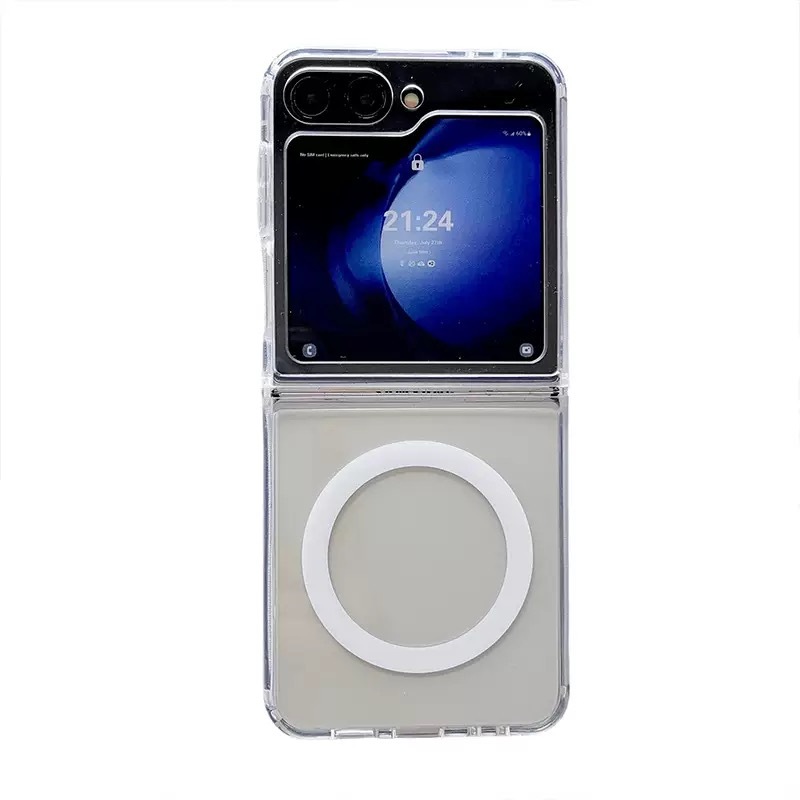 Galaxy Z Flip 7 Kılıf M-safe Şarj Özellikli Şeffaf Sert PC Zore Embos Kapak - 3