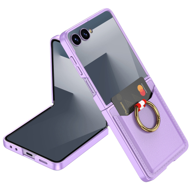 Galaxy Z Flip 7 Zore Kıpta Ring Card Holder Cover - 5