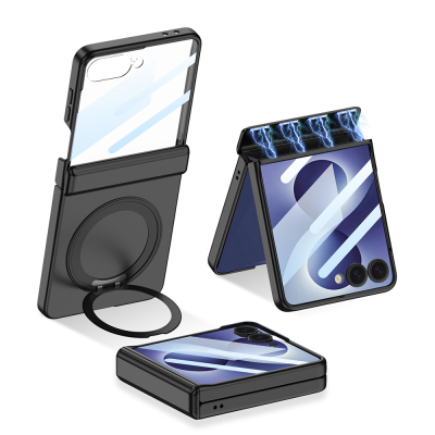 Galaxy Z Flip 8 Case M-safe Charging Feature Zore Kıpta KPT-06 Ring Stand Cover - 1