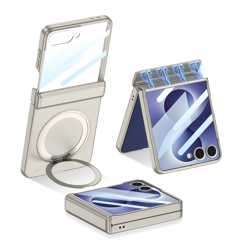 Galaxy Z Flip 8 Case M-safe Charging Feature Zore Kıpta KPT-06 Ring Stand Cover - 4