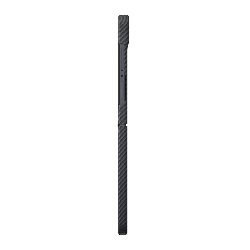 Galaxy Z Flip 8 Case with M-safe Charging Enabled, 600D Aramid Carbon Fiber, Pitaka Edge Series, Black-Grey Twill Cover - 3