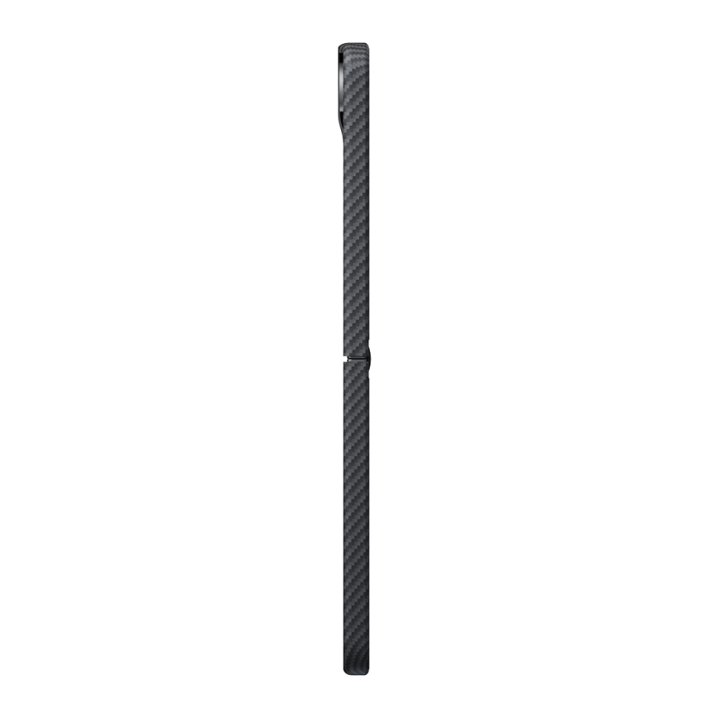 Galaxy Z Flip 8 Case with M-safe Charging Enabled, 600D Aramid Carbon Fiber, Pitaka Edge Series, Black-Grey Twill Cover - 4