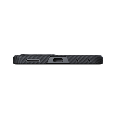 Galaxy Z Flip 8 Case with M-safe Charging Enabled, 600D Aramid Carbon Fiber, Pitaka Edge Series, Black-Grey Twill Cover - 5