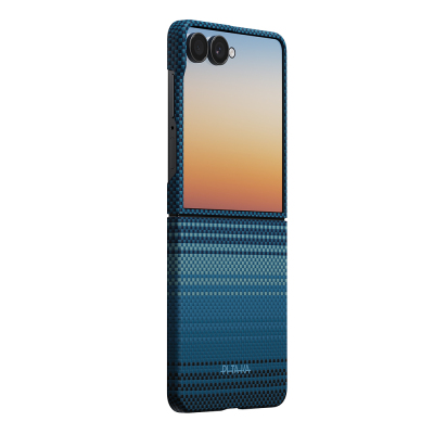 Galaxy Z Flip 8 Case with M-safe Charging Feature, Aramid Carbon Fiber, Pitaka Tactile Woven Sunset-Moonrise Series Cover - 2