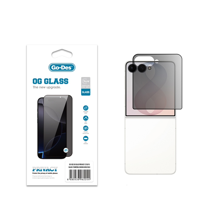 Galaxy Z Flip 8 Go Des OG Glass Privacy Antistatic Tempered Glass Screen Protector - 1