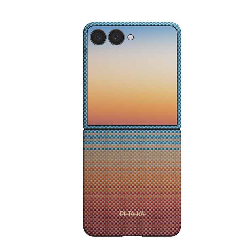 Galaxy Z Flip 8 Kılıf M-safe Şarj Özellikli Aramid Karbon Fiber Pitaka Sunset 2.0 California Dream Serisi Kapak - 1