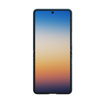 Galaxy Z Flip 8 Kılıf M-safe Şarj Özellikli Aramid Karbon Fiber Pitaka Tactile Woven Sunset-Moonrise Serisi Kapak - 8