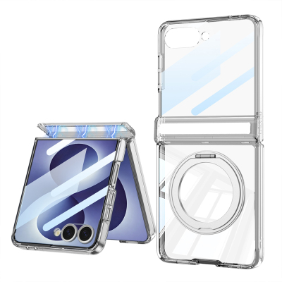 Galaxy Z Flip 8 Kılıf M-safe Şarj Özellikli Zore Kıpta KPT-05 Ring Standlı Sert PC Kapak - 1