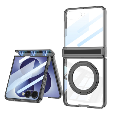 Galaxy Z Flip 8 Kılıf M-safe Şarj Özellikli Zore Kıpta KPT-05 Ring Standlı Sert PC Kapak - 2