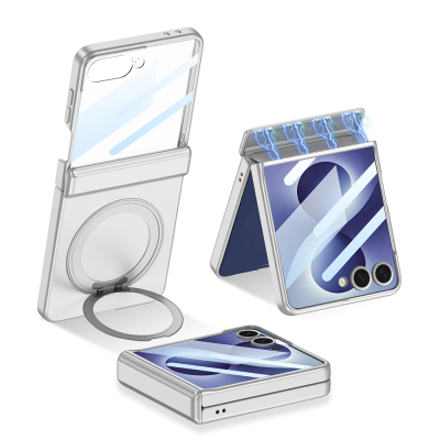 Galaxy Z Flip 8 Kılıf M-safe Şarj Özellikli Zore Kıpta KPT-06 Ring Standlı Kapak - 2