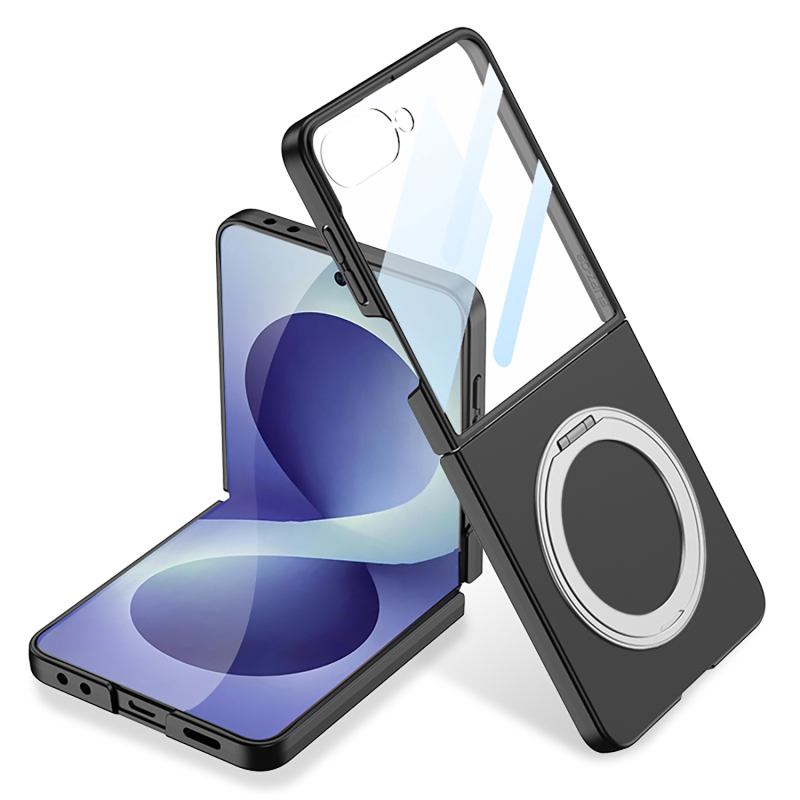 Galaxy Z Flip 8 Kılıf M-safe Şarj Özellikli Zore Kıpta Yüzüklü Kamera Korumalı Kapak - 1