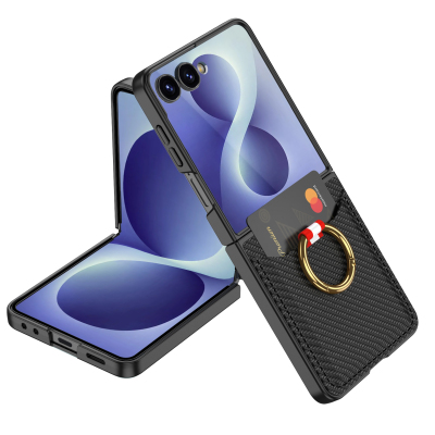 Galaxy Z Flip 8 Zore Kıpta Yüzüklü Kartlıklı Kapak - 4