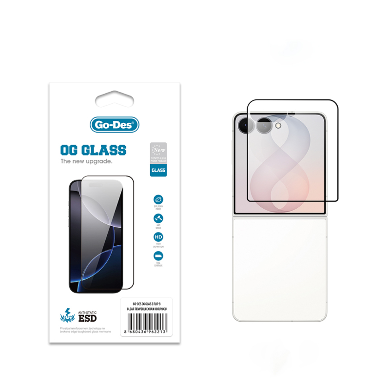 Galaxy Z Flip 8 Go Des OG Glass Antistatik Temperli Cam Ekran Koruyucu - 1