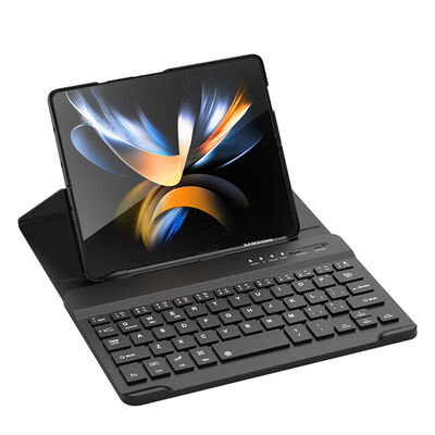 Galaxy Z Fold 3 Case with Stand and Bluetooth Keyboard Zore Kıpta Keyboard Set Case - 1