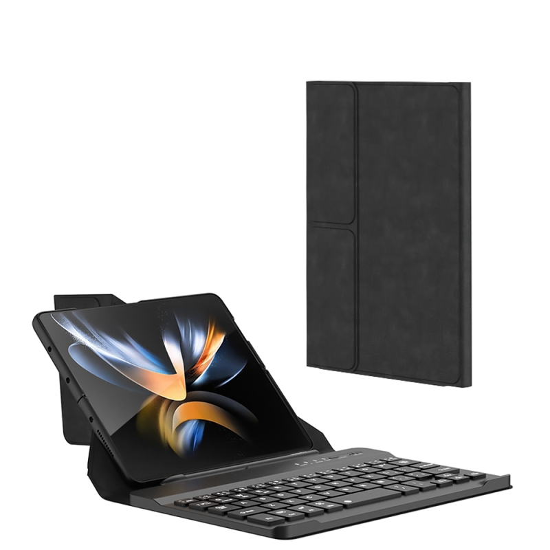 Galaxy Z Fold 3 Kılıf Standlı Klavyeli Kalem Bölmeli Zore Kıpta Klavyeli Kılıf - 1