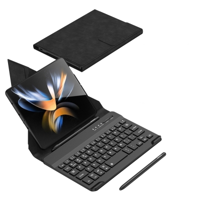 Galaxy Z Fold 3 Kılıf Standlı Klavyeli Kalem Bölmeli Zore Kıpta Klavyeli Kılıf - 2