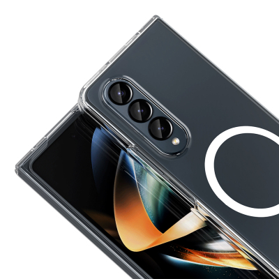 Galaxy Z Fold 4 Kamera Korumalı M-Safe Şarj Özellikli Şeffaf Zore London Sert PC Kapak - 4