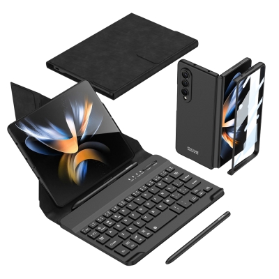 Galaxy Z Fold 4 Kılıf Standlı Bluetooth Klavyeli Zore Kıpta Keyboard Set Kılıf - 1