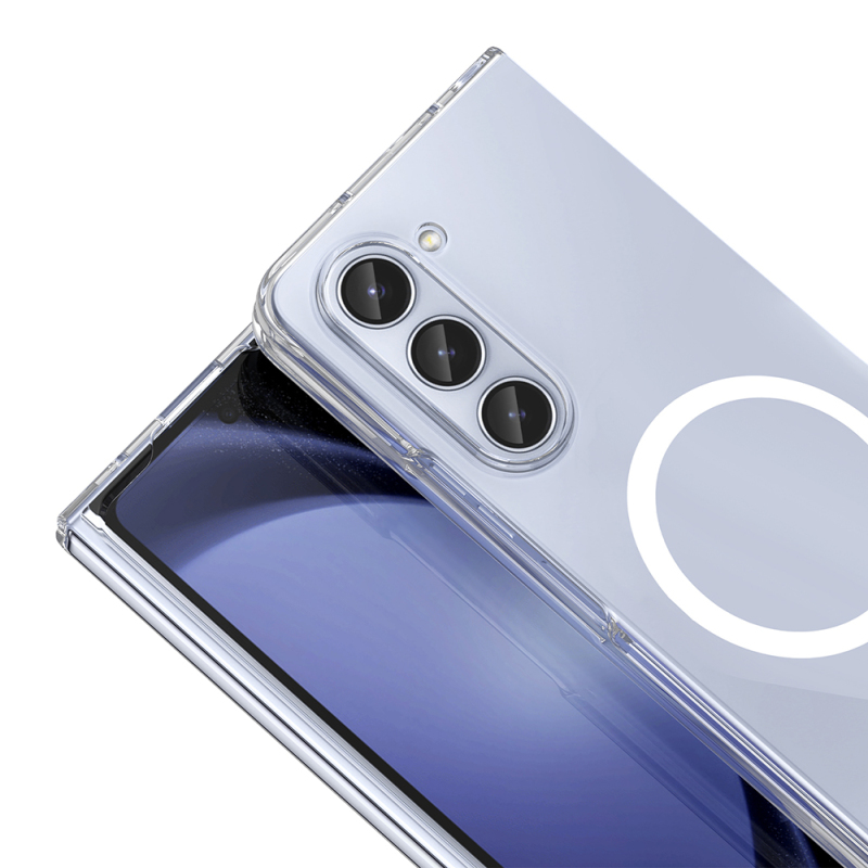 Galaxy Z Fold 5 Camera Protection and M-Safe Charging Feature Zore London Transparent Silicone Case - 4