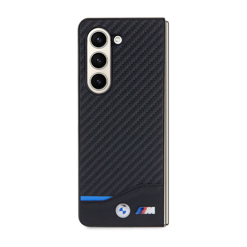 Galaxy Z Fold 5 Case BMW Original Licensed M Logo PU Carbon Cover - 2