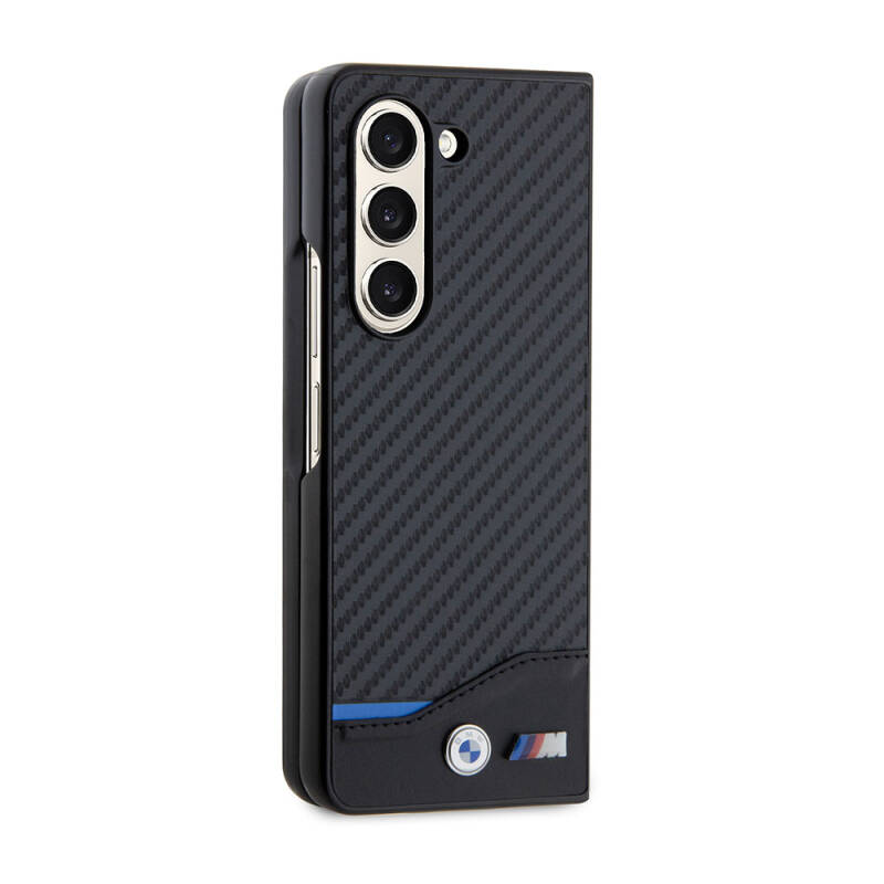 Galaxy Z Fold 5 Case BMW Original Licensed M Logo PU Carbon Cover - 5