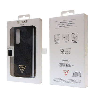 Galaxy Z Fold 5 Case Guess Original Licensed PU Leather Stoned Triangle Logo 4G Patterned Strass Cover - 13